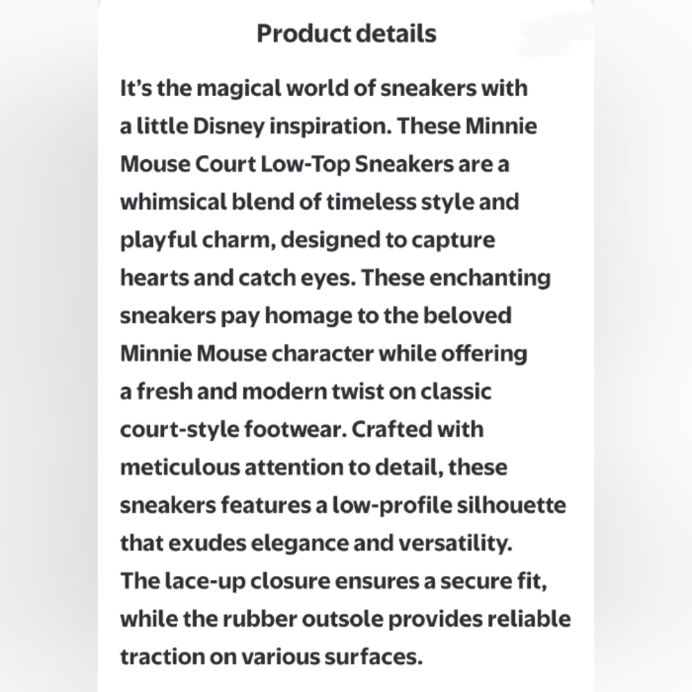 Minnie Mouse Low Top Sneakers Disney White Shoe - Picture 5 of 6